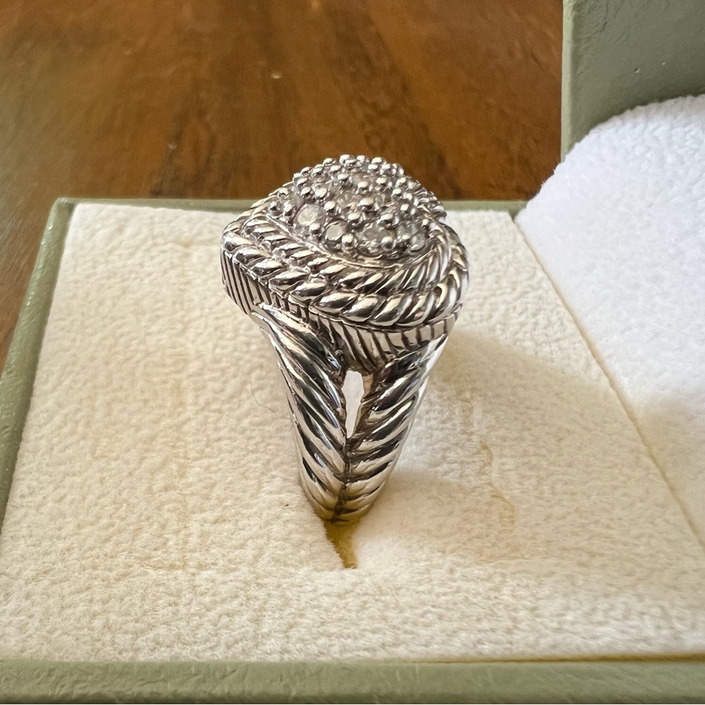 Judith Ripka Sterling Silver Pavé Heart Diamonique CZ Ring Size 6 - Picture 3 of 15
